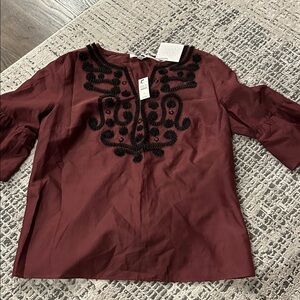 Talbots Maroon Blouse with Black Detailing NWT!